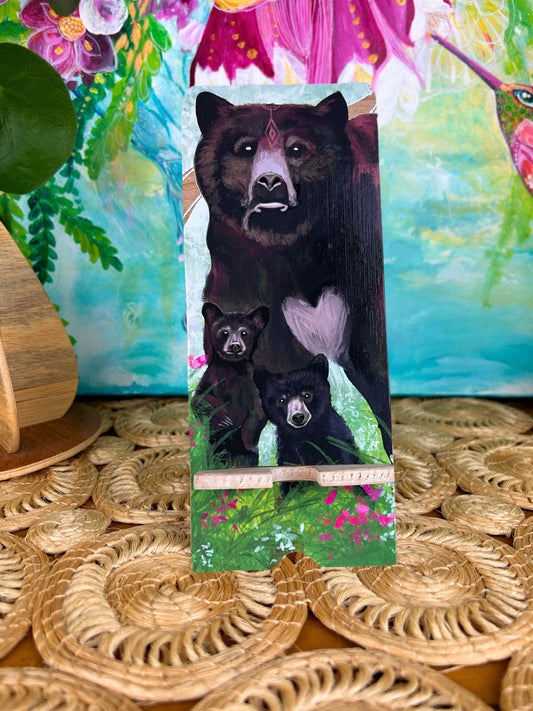 Bears - UV print on a wooden cell phone holder (iPhone Android).