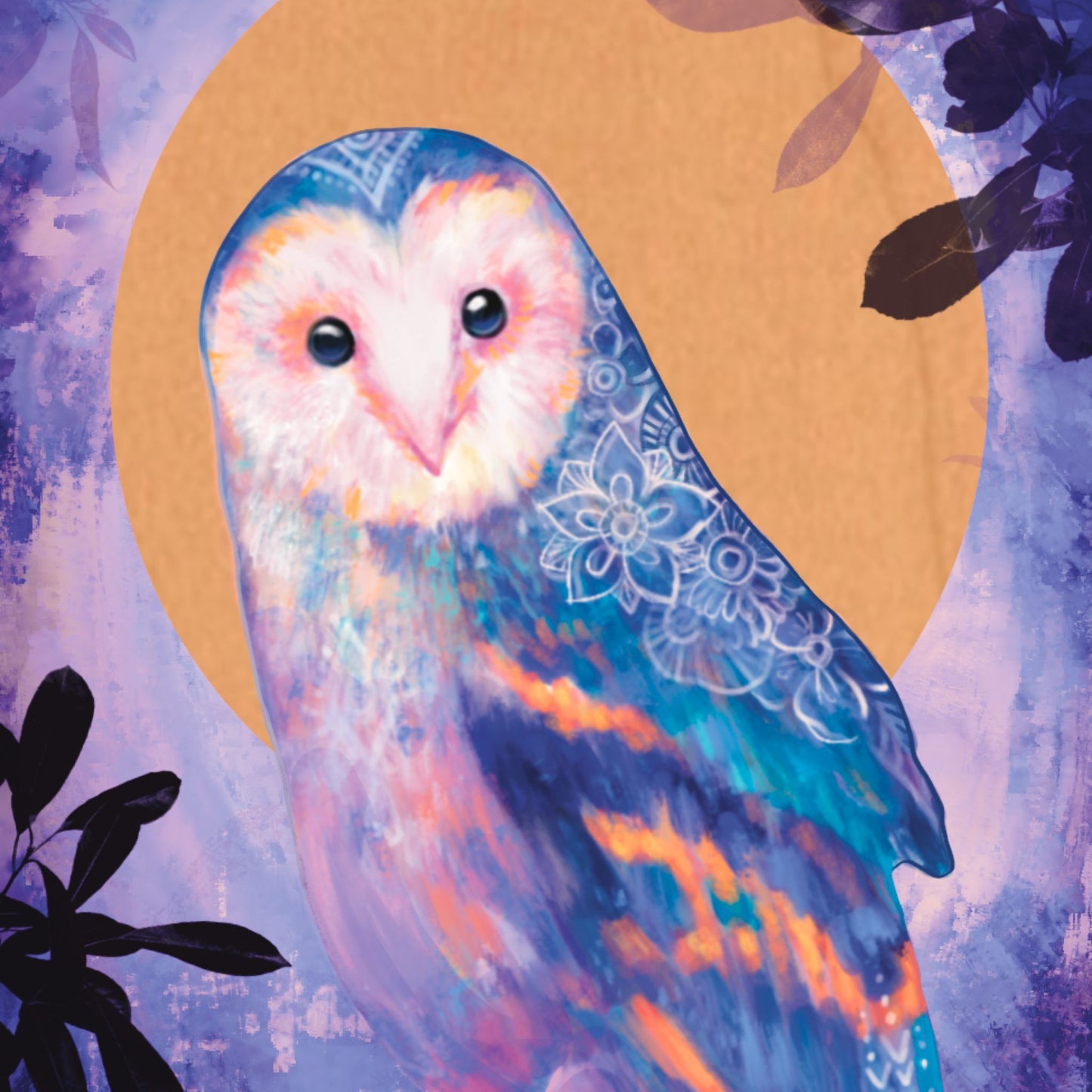 Barn Owl - UV print on a wooden cell phone holder (iPhone Android).