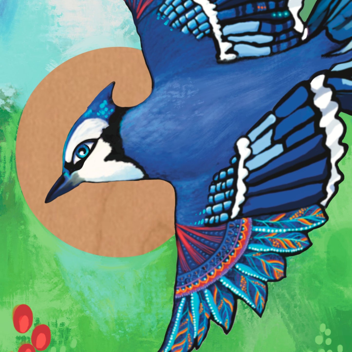 Blue Jay - UV print on a wooden cell phone holder (iPhone Android).